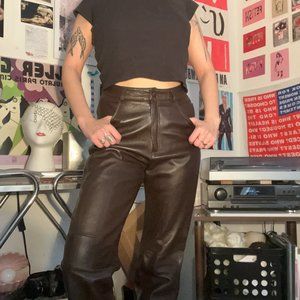 Gruppo Americano brown real leather pants made in the USA